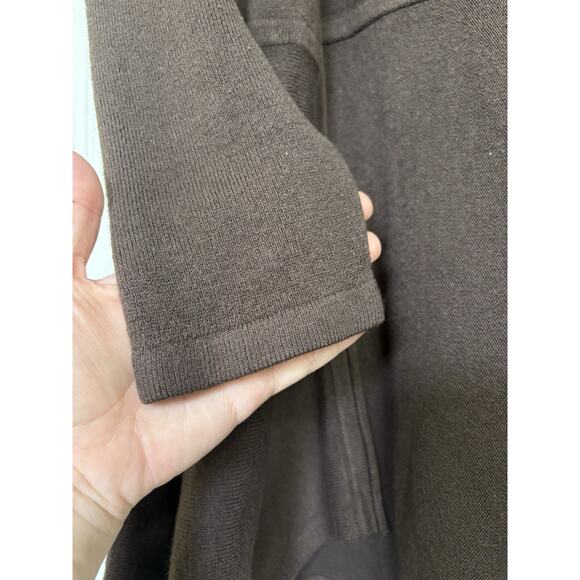 Napa Valley Chocolate Brown Long Line Open Front Cardigan Size Medium Classic - Picture 6 of 6